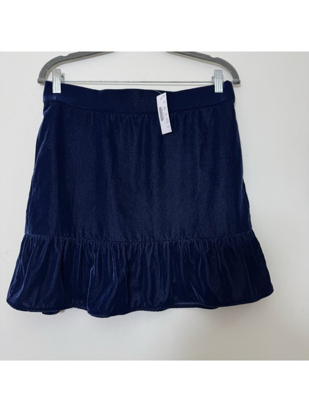 J. Crew Pull On Velvet Peplum Mini Skirt Size M Elastic Waist Ruffle Hem New